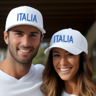 Italia Azurri Blue on White embroidered cap