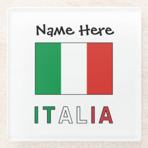 Italia Bandeira Italiana Personalized Glass Coaster
