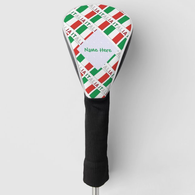 Italia Bandiera Italiana Tiled Green Personalize Golf Head Cover (Front)