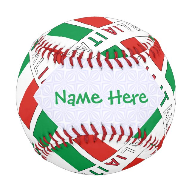 Italia Bandiera Italiana Tiled Green Personalized Baseball (Front)