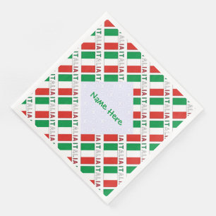 Italia Bandiera Italiana Tiled Green Personalized Paper Dinner Napkins