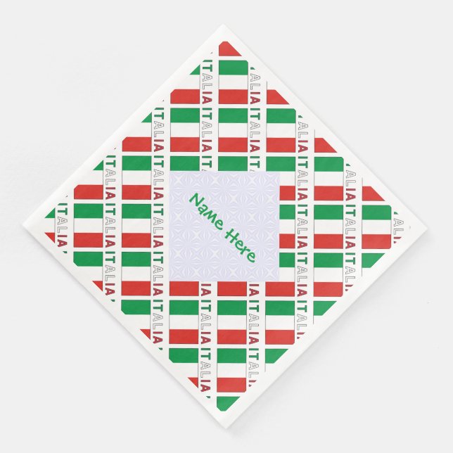 Italia Bandiera Italiana Tiled Green Personalized Paper Dinner Napkins (Corner)