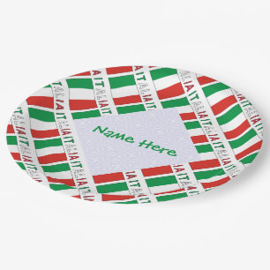 Italia Bandiera Italiana Tiled Green Personalized  Paper Plates