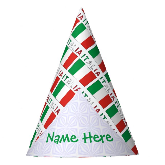 Italia Bandiera Italiana Tiled Green Personalized Party Hat (Front)