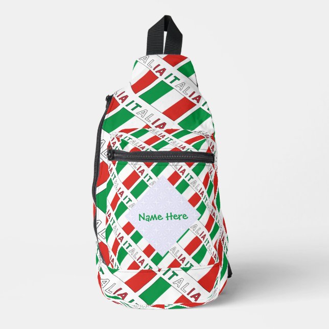 Italia Bandiera Italiana Tiled Green Personalized Sling Bag (Front)