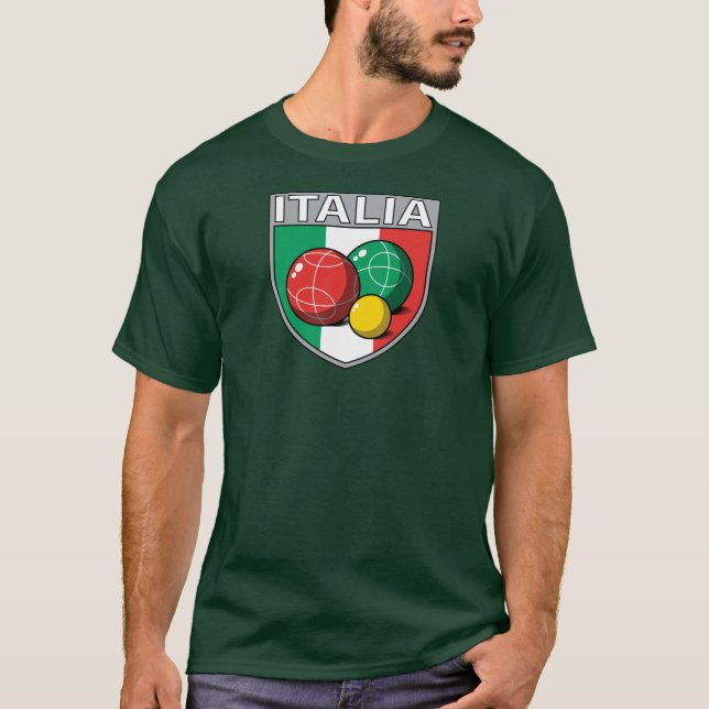 Italia Bocce Shield Men's Dark T-Shirt (Front)