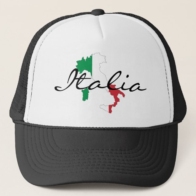 Italia Boot of Italy Italian Flag Trucker's Hat (Front)