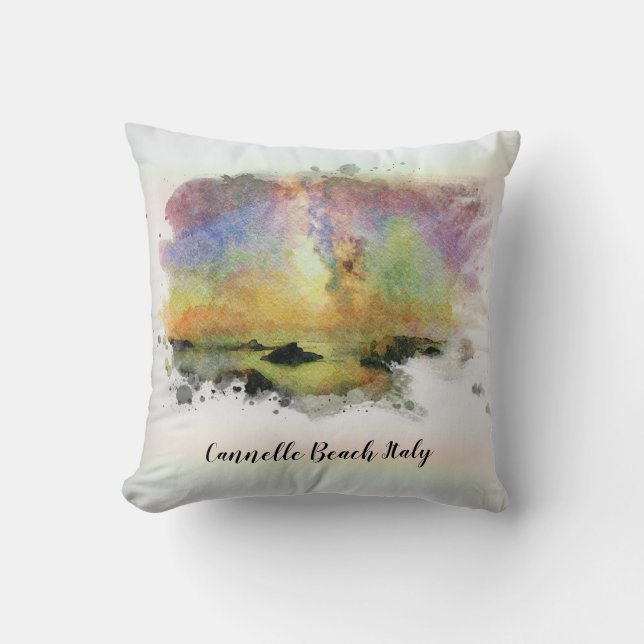 *~ Italia Cannelle Beach Italy Rainbow Hues Throw Pillow (Front)