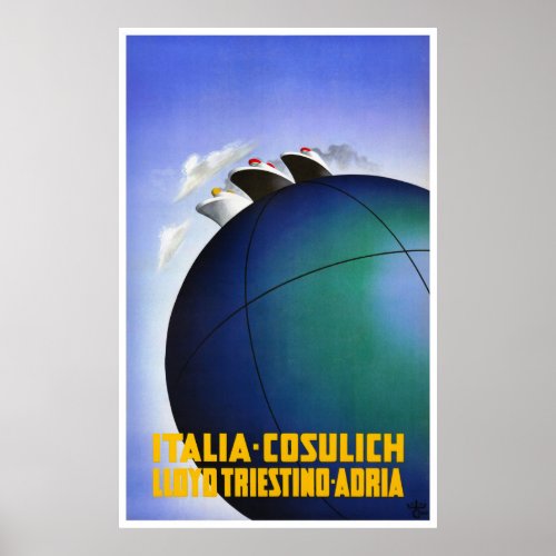 Italia Cosulich Italy Vintage Travel Poster