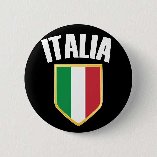 Italia Crest Italy Flag Soccer Fan Button (Front)