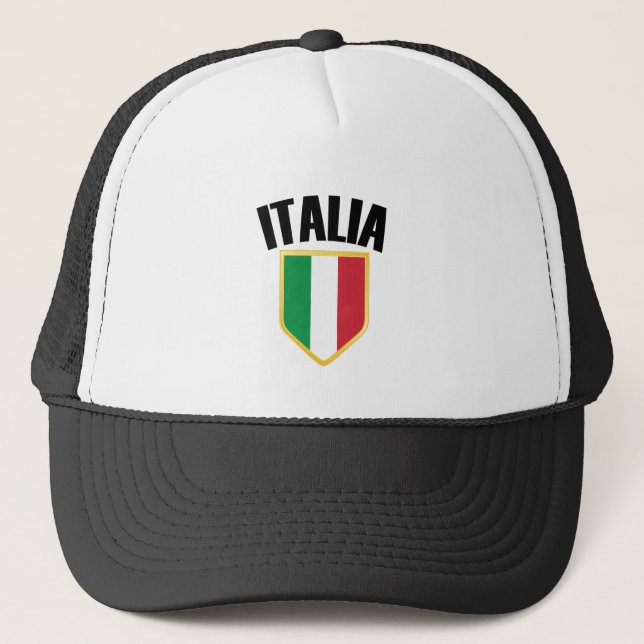 Italia Crest Italy Flag Trucker Hat (Front)