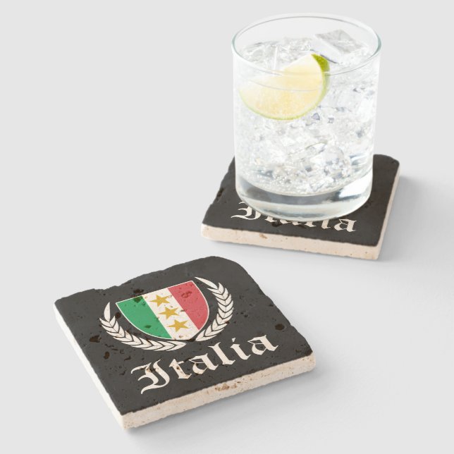 Italia Crest Stone Coaster (Side)