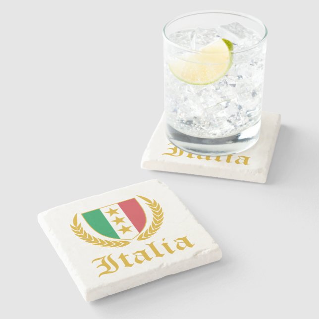 Italia Crest Stone Coaster (Side)