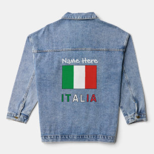 Italia e Bandiera Italiana Black Personalization Denim Jacket