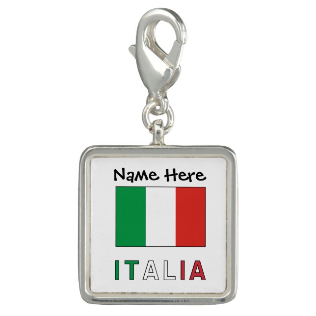 Italia e Bandiera Italiana con il Tuo Nome Charm (Front)