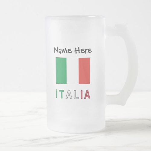 Italia e Bandiera Italiana con il Tuo Nome Frosted Glass Beer Mug