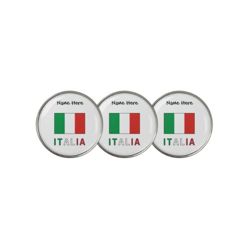 Italia e Bandiera Italiana con il Tuo Nome Golf Ball Marker