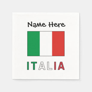 Italia e Bandiera Italiana con il Tuo Nome Napkins