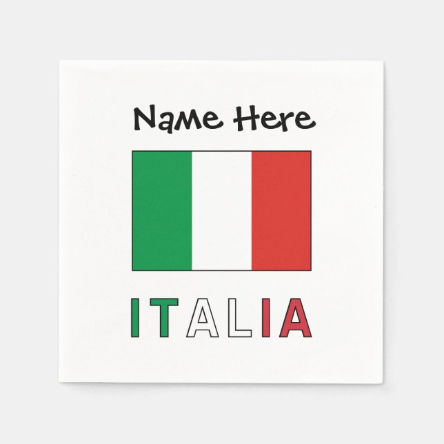 Italia e Bandiera Italiana con il Tuo Nome Napkins (Front)