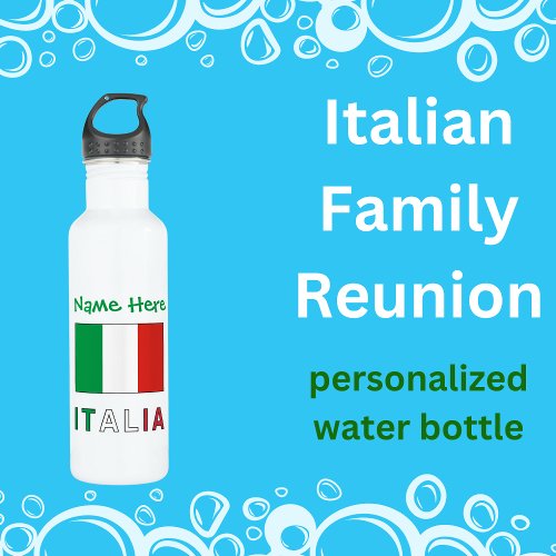 Italia e Bandiera Italiana con il Tuo Nome Stainless Steel Water Bottle