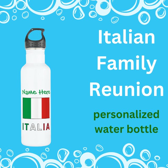 Italia e Bandiera Italiana con il Tuo Nome Stainless Steel Water Bottle (Creator Uploaded)