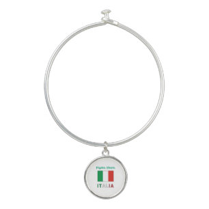 Italia e Bandiera Italiana Green Personalization  Bangle Bracelet