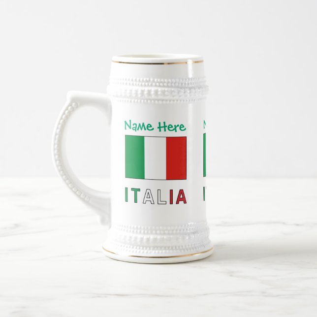 Italia e Bandiera Italiana Green Personalization  Beer Stein (Left)