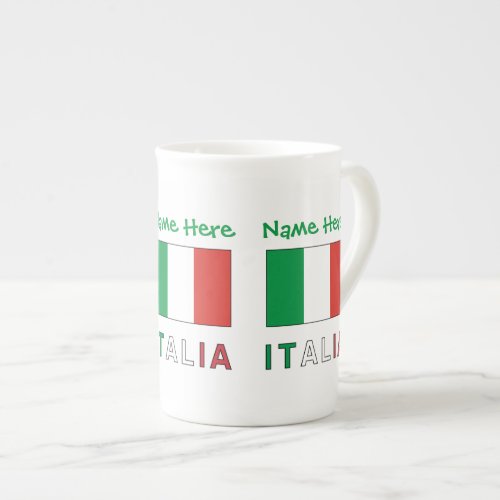 Italia e Bandiera Italiana Green Personalization  Bone China Mug