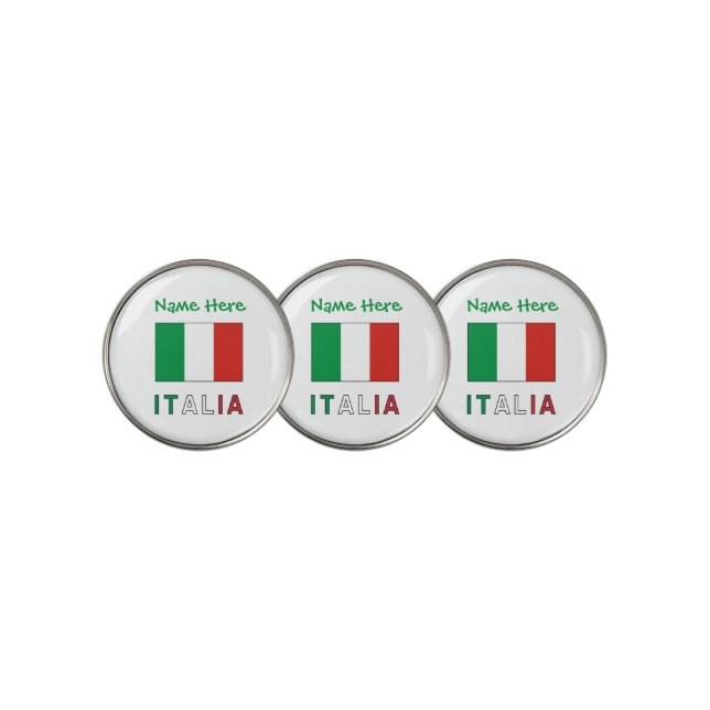Italia e Bandiera Italiana Green Personalization  Golf Ball Marker (3 Up)
