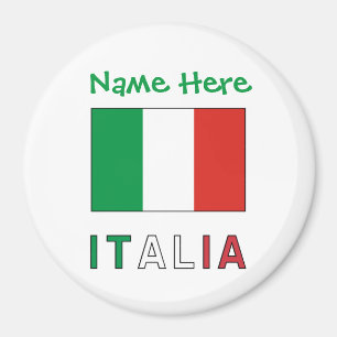 Italia e Bandiera Italiana Green Personalization  Magnet