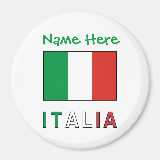 Italia e Bandiera Italiana Green Personalization  Magnet (Front)