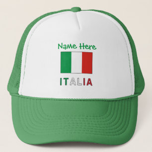 Italia e Bandiera Italiana Green Personalization  Trucker Hat