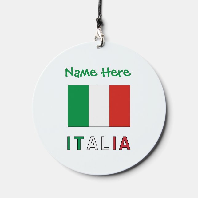 Italia e Bandiera Italiana Green Personalization  Wind Chime (Front)
