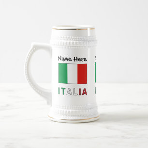 Italia e Bandiera Italiana Personalized Beer Stein