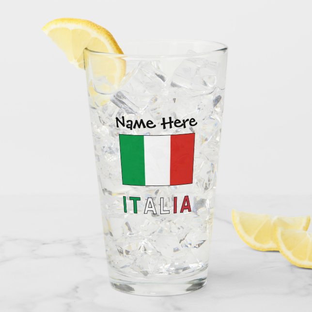 Italia e Bandiera Italiana Personalized  Glass (Front Ice)