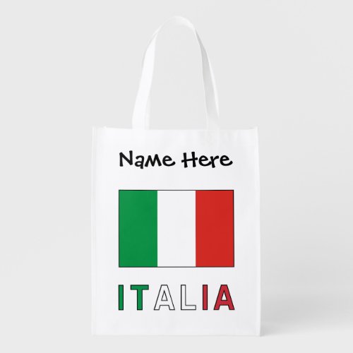 Italia e Bandiera Italiana Personalized  Grocery Bag