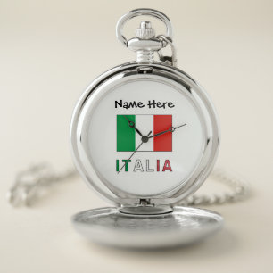 Italia e Bandiera Italiana Personalized  Pocket Watch