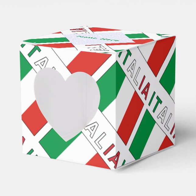 Italia e Bandiera Italiana Tiled Green Personalize Favor Boxes (Front Side)