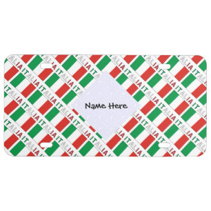 Italia e Bandiera Italiana Tiled with Your Name License Plate