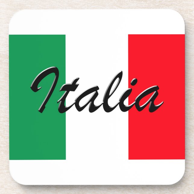 Italia Flag - High Quality Beverage Coaster (Front)