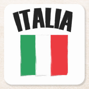 Italia Flag Italy Square Paper Coaster