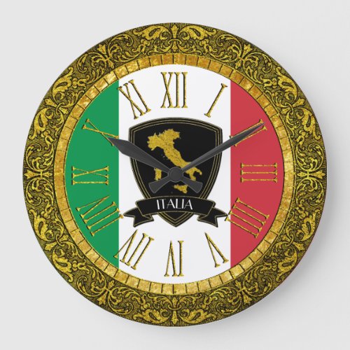 Italia Flag Personalize Text Large Clock
