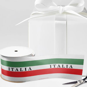 Italia Flag Stripes on White Satin Ribbon