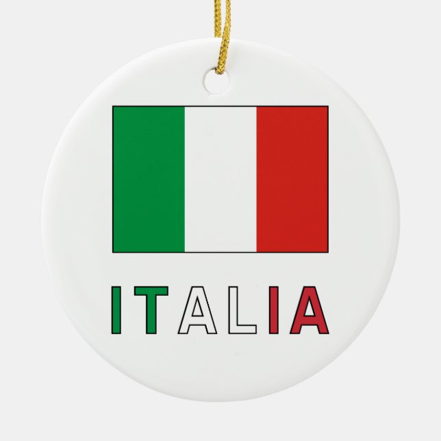 Italia Flag & Word Ceramic Ornament (Front)