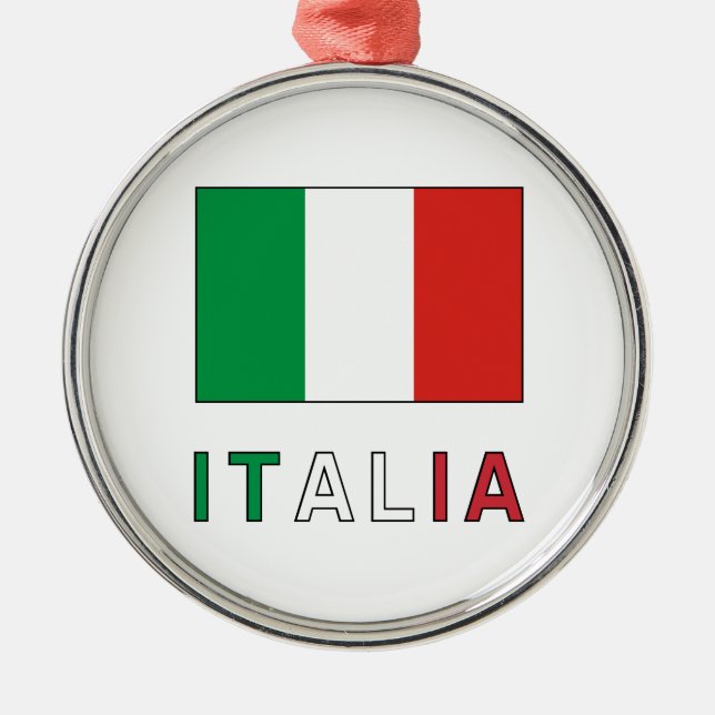 Italia Flag & Word Metal Ornament (Front)
