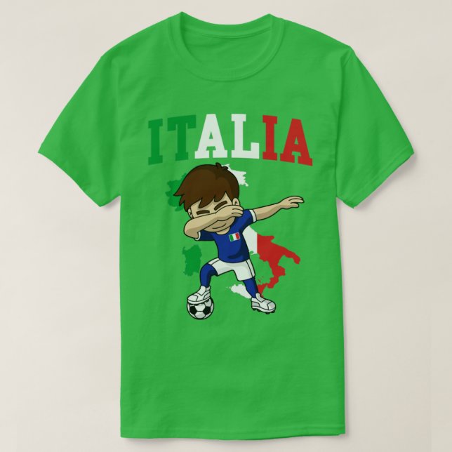 Italia Italian Soccer Boy Italy Flag Map T-Shirt (Design Front)