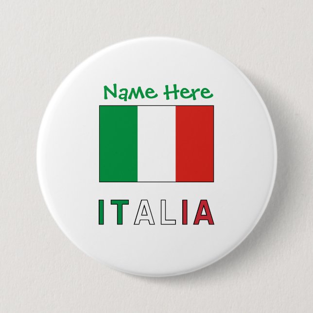 Italia Italiana Bandiera Green Personalization  Button (Front)