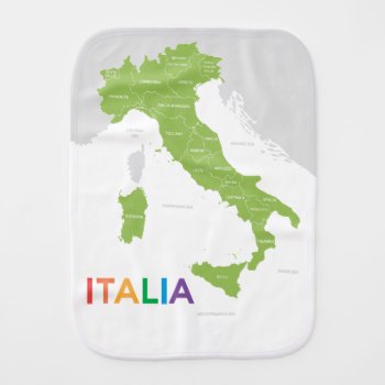 Italia Italy Colorful Map Art Baby Burp Cloth by LaurEvansDesign at Zazzle