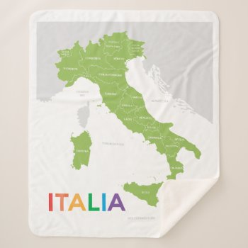 Italia Italy Colorful Map Art Sherpa Blanket by LaurEvansDesign at Zazzle