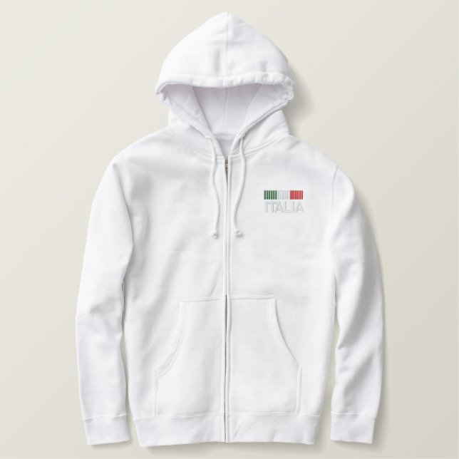 Italia Italy Embroidered zip Hoodie (Design Front)